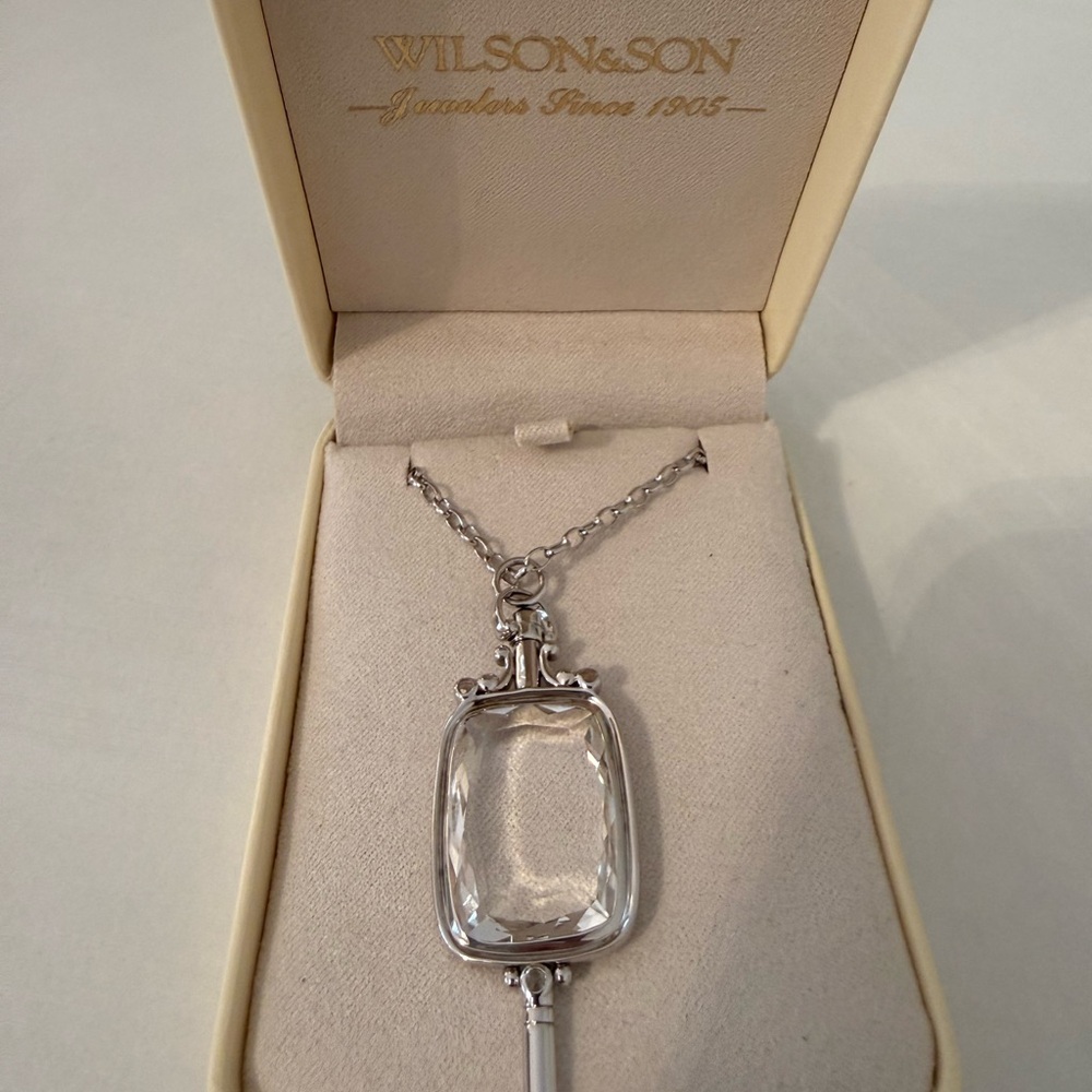 Monica Kosann Sterling Silver Rock Crystal Key Necklace- Large- RARE!